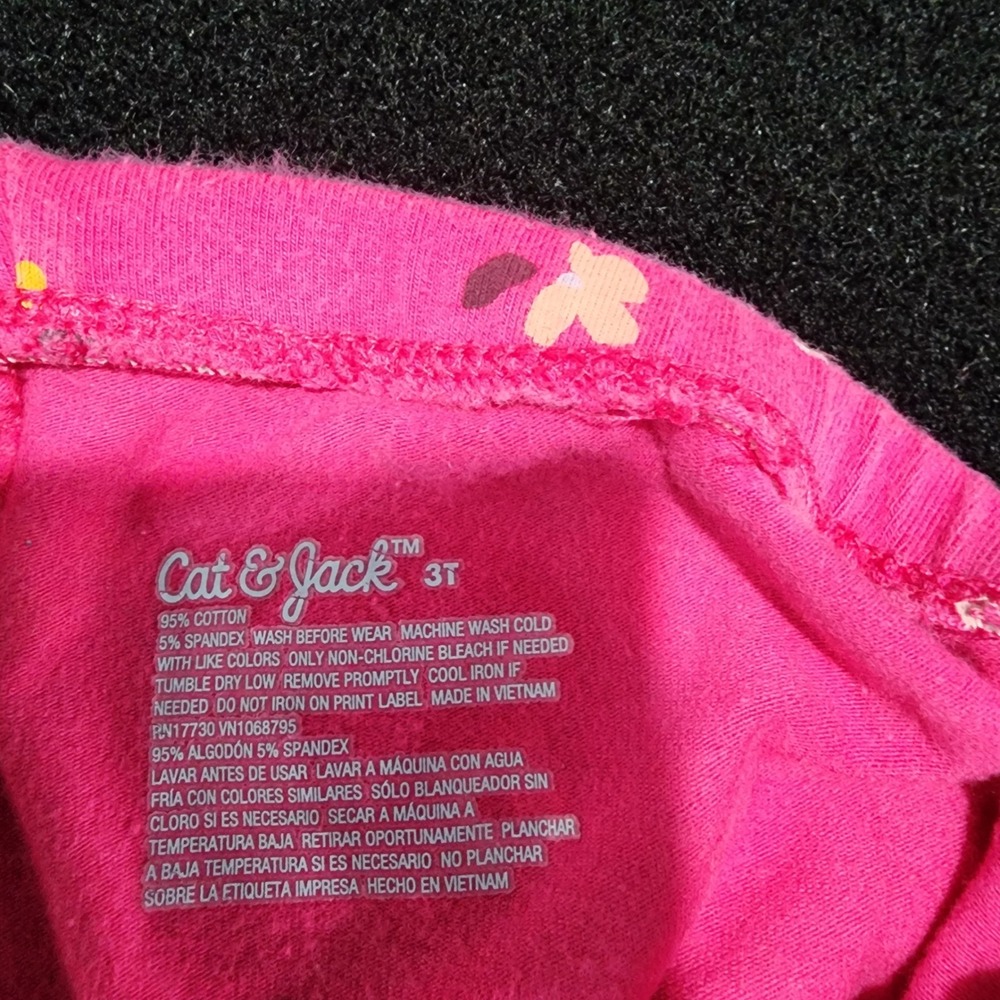 Cat & Jack Toddler Girls Pink Floral Cotton Stretch Leggings Size 3T - Picture 2 of 3